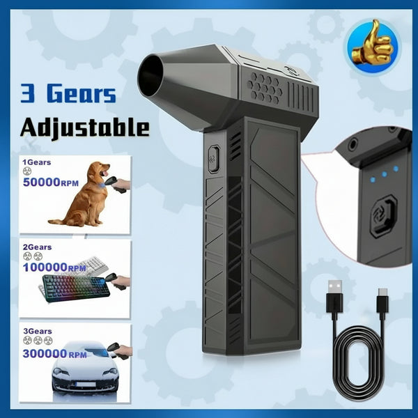 Mini Turbo Jet Fan Electric Air Duster with 1&3 Gear Adjustable Speed 130000RPM 52M/S Car Computer Cleaning Blower Tool Kit