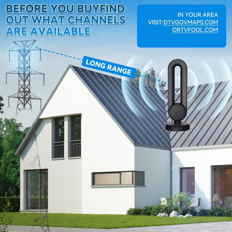 Long - Range 4K TV Antenna | Amplified Digital HDTV Reception for Home, Apartment, RV - GadgetBargain