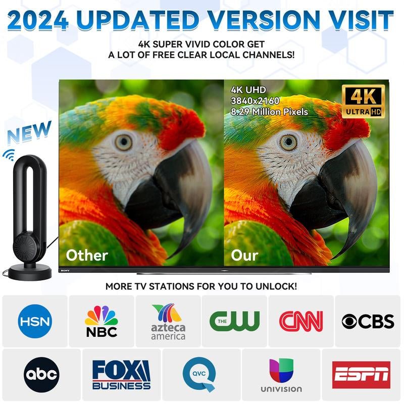 Long - Range 4K TV Antenna | Amplified Digital HDTV Reception for Home, Apartment, RV - GadgetBargain