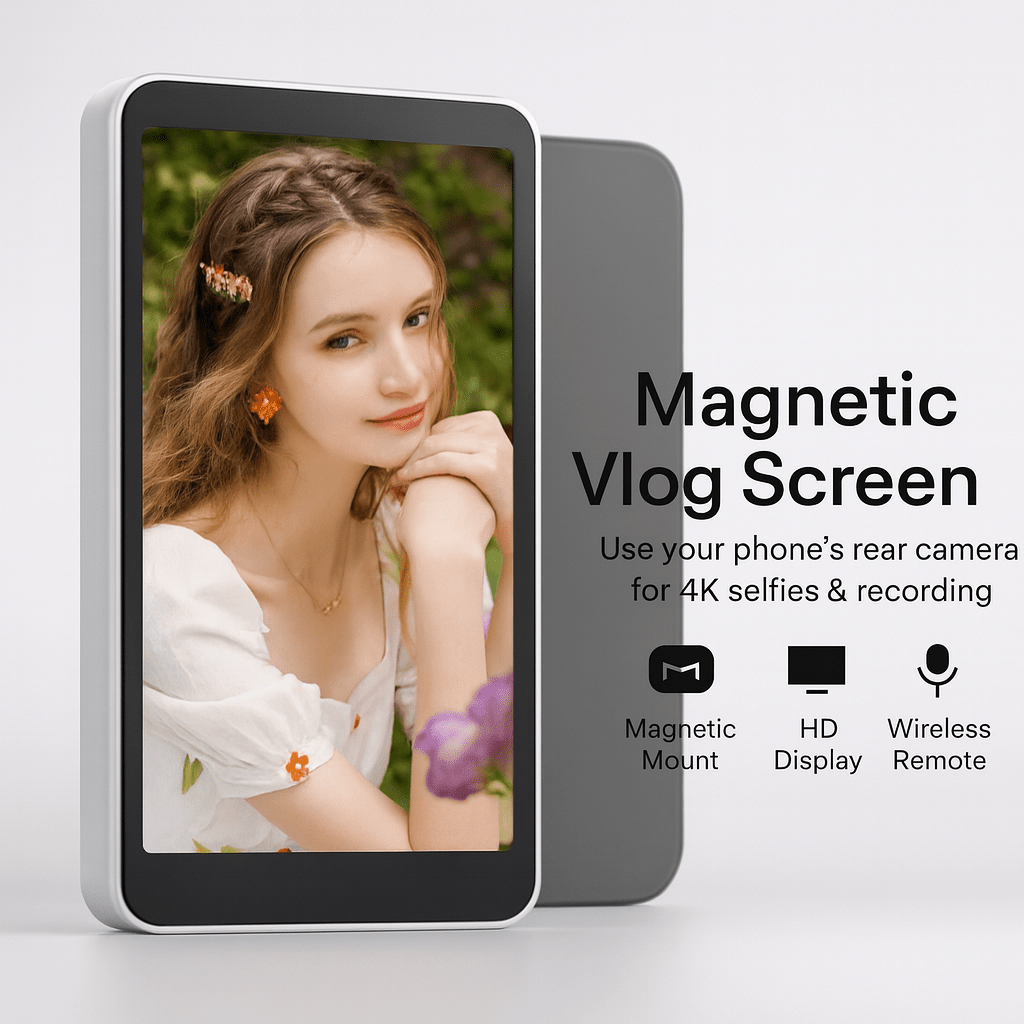 Magnetic Phone Vlog Screen – Use Rear Camera for 4K Selfies & Recording - GadgetBargain