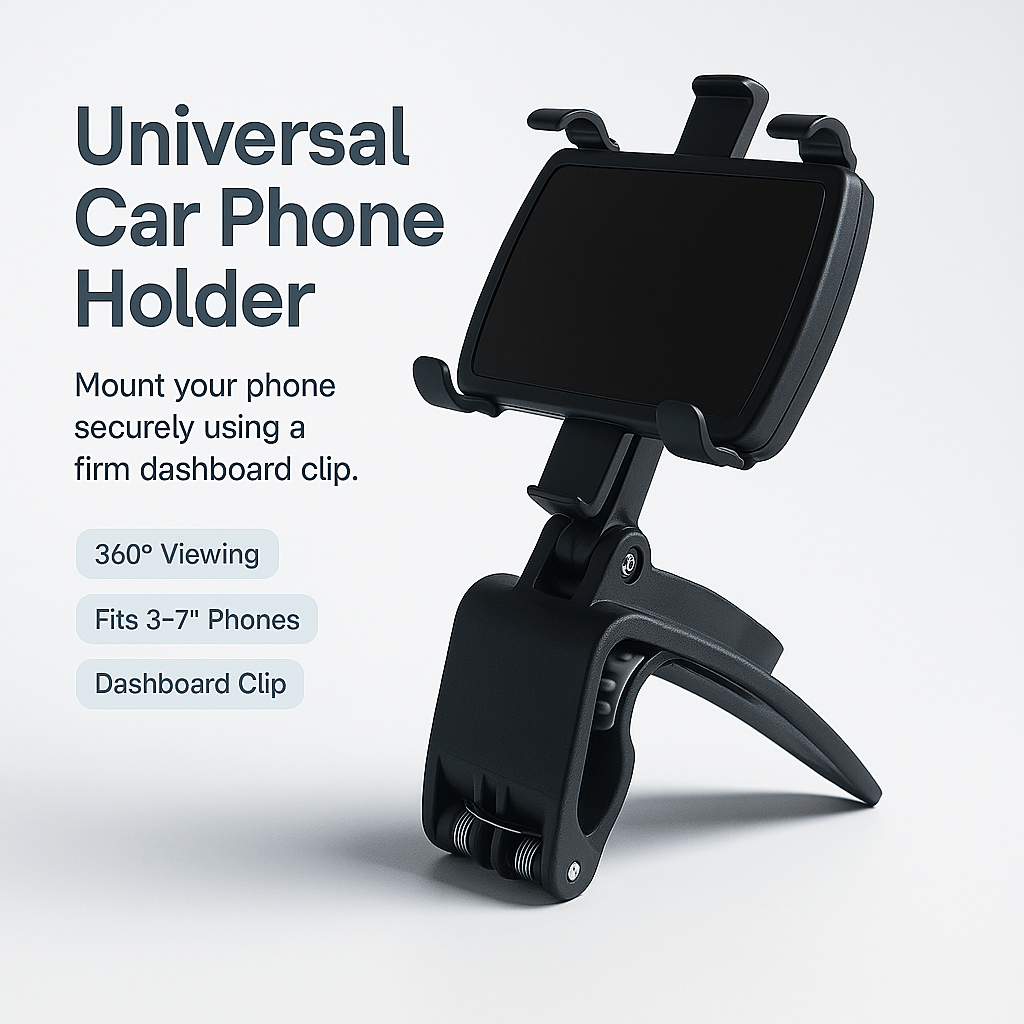 Universal Car Phone Holder – Dashboard Clip Mount - GadgetBargain