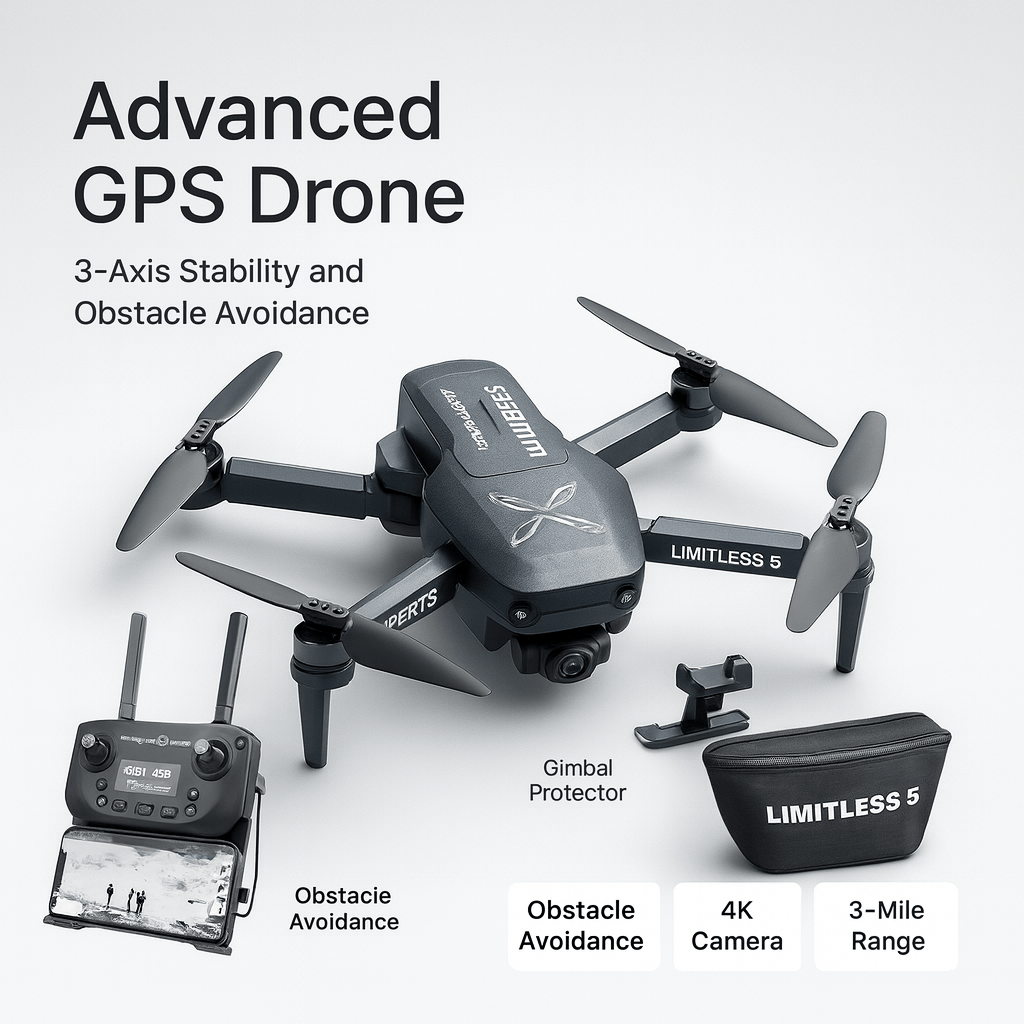 X Pro LIMITLESS 5 4K GPS Drone with Obstacle Avoidance & 3 - Axis Gimbal - GadgetBargain