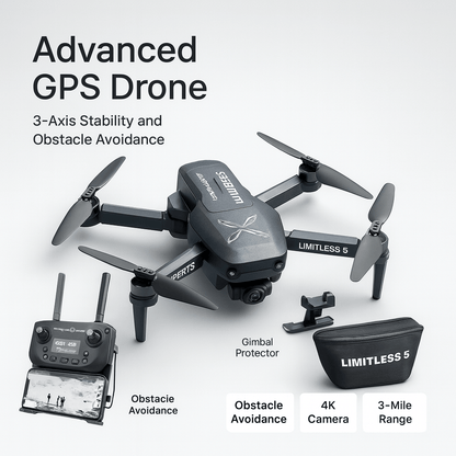 X Pro LIMITLESS 5 4K GPS Drone with Obstacle Avoidance & 3 - Axis Gimbal - GadgetBargain